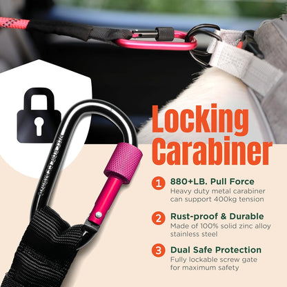 Dog Seat Belt for Car | Universal Dog Car Seatbelt | Durable Reflective Rope with Clip Hook Latch