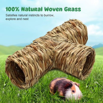 BWOGUE Hamster Grass Tunnel Toy Nature's Hideaway Guinea Pig Tunnels and Tubes Toys for Rats,Syrian