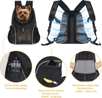 WOYYHO Pet Dog Carrier Backpack Small Dog Front Backpack Ventilated Mesh Dog Travel Back Pack with