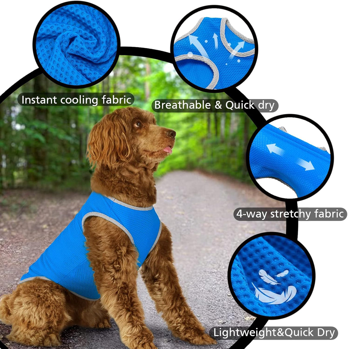 2 Pack Cooling Shirts for Dogs, Breathable Lightweight Dog Shirts for Small Dogs Boy, Sleeveless