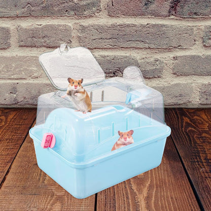 Hamster Cage - Small Pet Carrying Container, Clear Stand, Outdoor Travel House, Fully Transparent