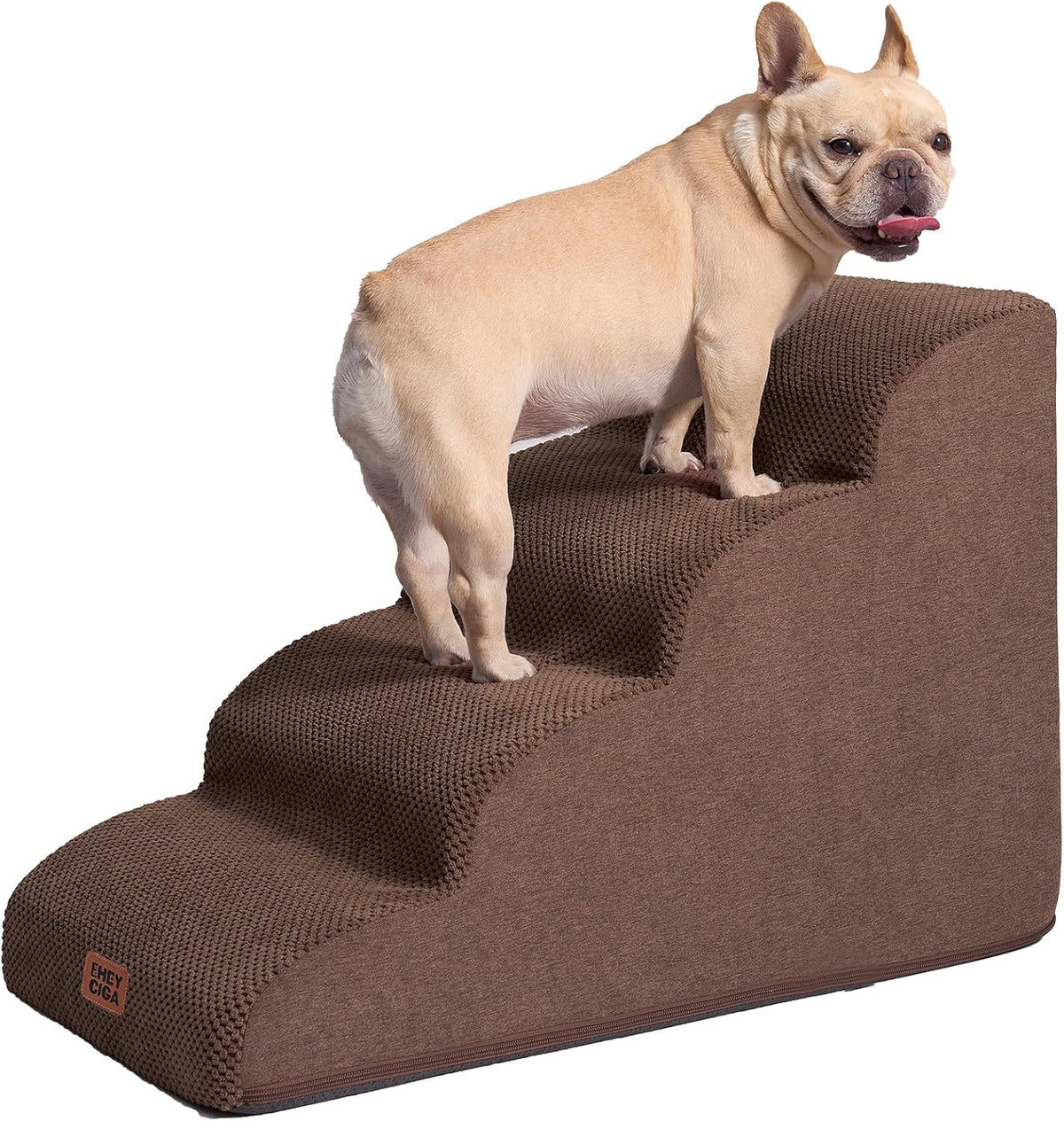 EHEYCIGA Curved Dog Stairs Ramp for High Beds 19.7" H, 4-Step Dog Steps for Small Dogs and Cats