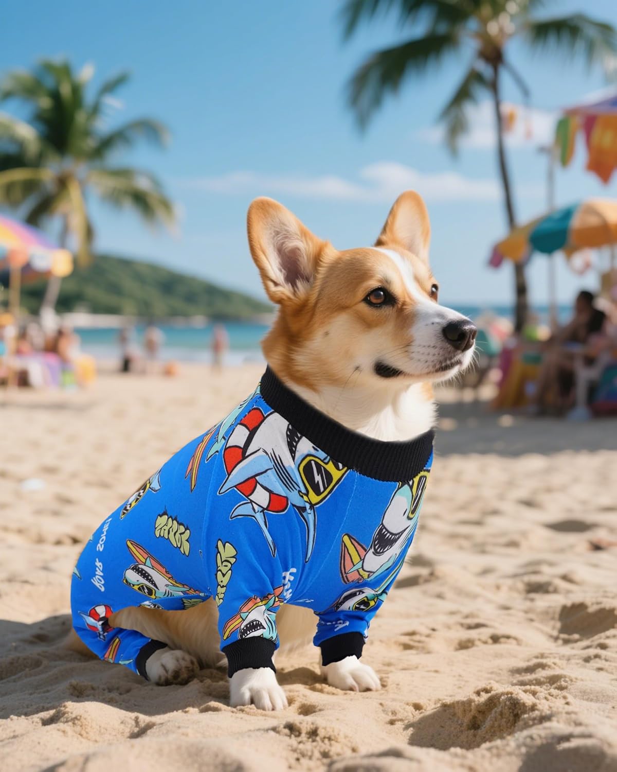 PET SHOW 4 Pack Dog Pajamas Dinosaur Shark for Medium Large Dogs Boy Soft Stretchy PJs Plaid