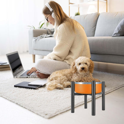 Lifted Dog Bowl Stand - Without Bowls, Single Raise Pet Food Table Adjustable Wide 6-10", Tall 8 10