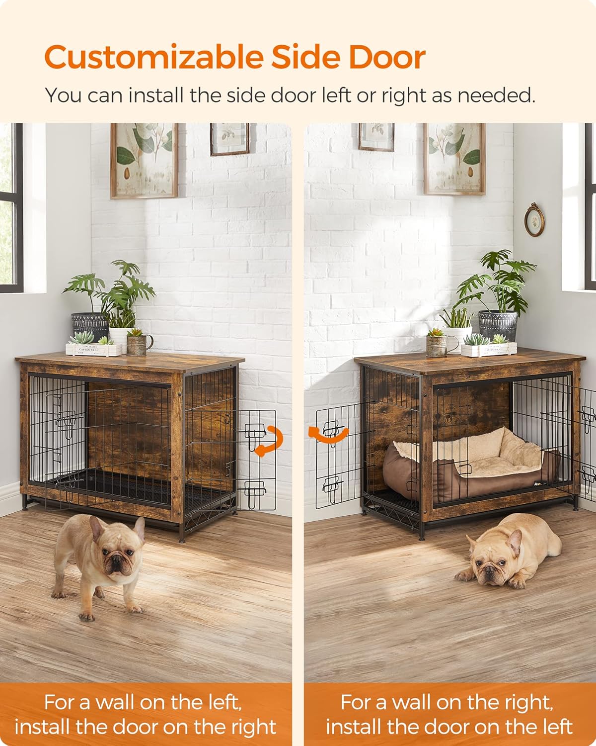 Feandrea Dog Crate Furniture, 32.5" Side End Table, Modern Kennel for Dogs Indoor up to 45 lb