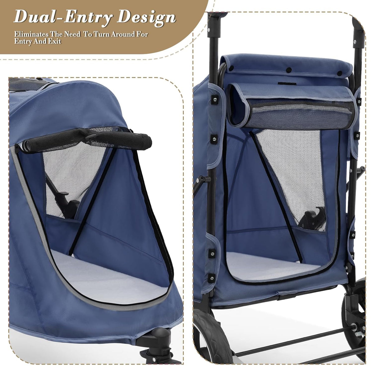 Athena Collection 3 Wheels Pet Stroller Fabric Dog Cart Dog Stroller for Large Dogs 55 Lbs Pet