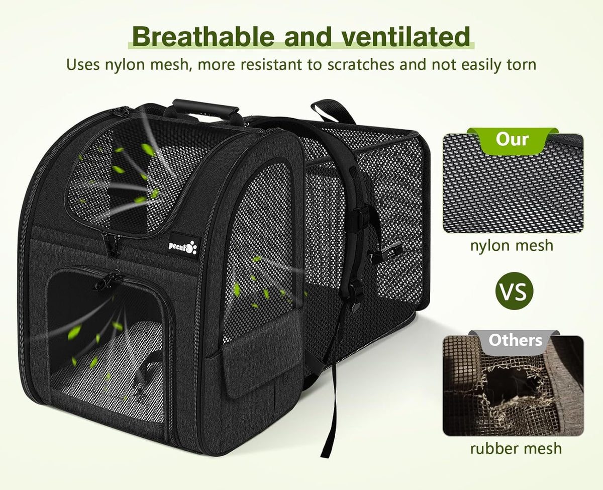 Pecute Cat Carrier Backpacks, Expandable Cat Backpack with Breathable Mesh, Pet Carrier Backpack