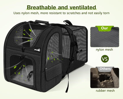 Pecute Cat Carrier Backpacks, Expandable Cat Backpack with Breathable Mesh, Pet Carrier Backpack