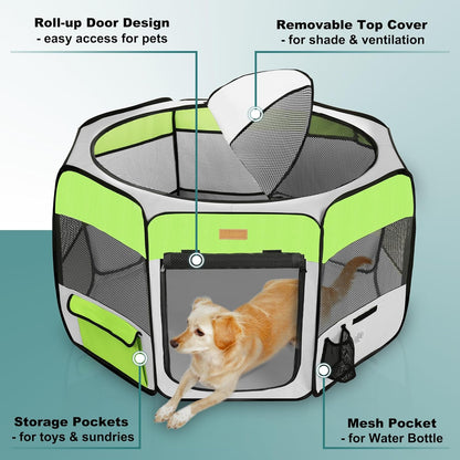 Dog Playpen, Portable Pet Play Pen for Cat, Puppies, Rabbits, Chickens, Foldable Large-Capacity Pet