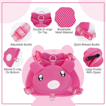 IDOMIK Dog Backpack Harness, No-Pull Dog Backpack with D-Ring for Small Medium Dogs, Cute Self