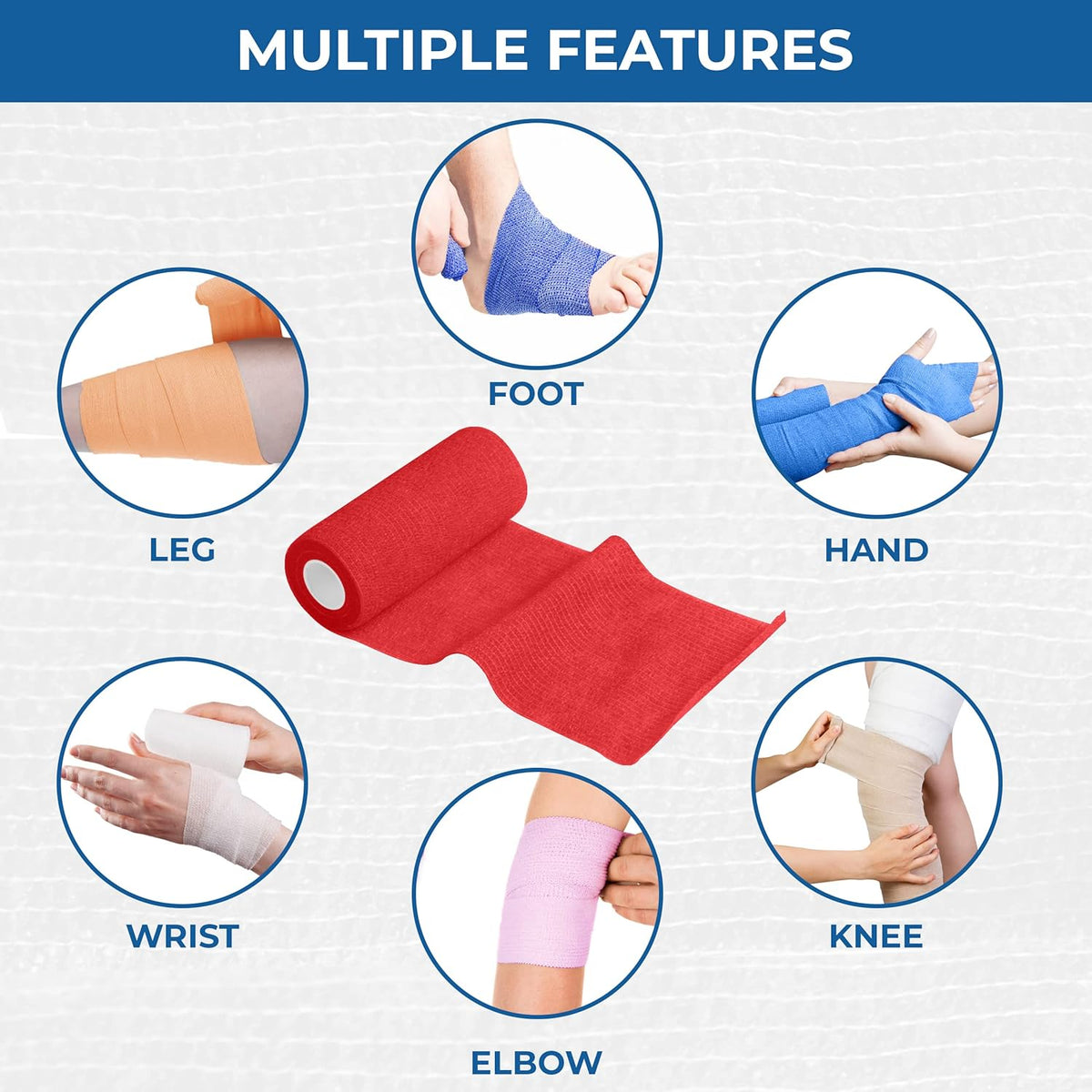 Self Adhesive Bandage Wrap - Pack of 12 Assorted Colors, Non-Woven, Breathable & Water-Resistant