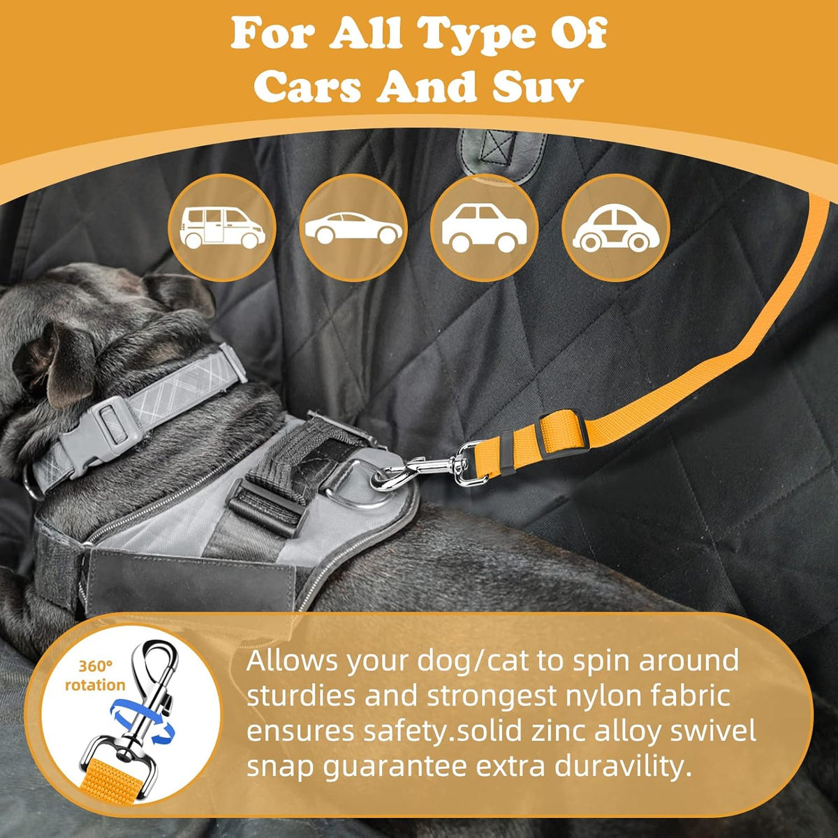 BWOGUE Pet Dog Cat Seat Belts, Car Headrest Restraint Adjustable Safety Leads Vehicle Seatbelt
