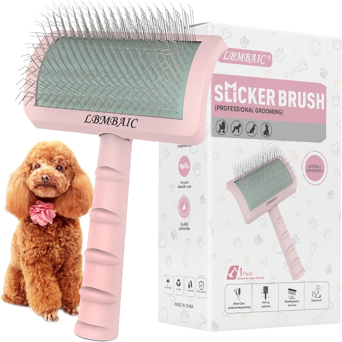 Super Dense Soft Slicker Brush for Thick and Long Fur Dogs - Grooming Brush for Fluff, Shedding