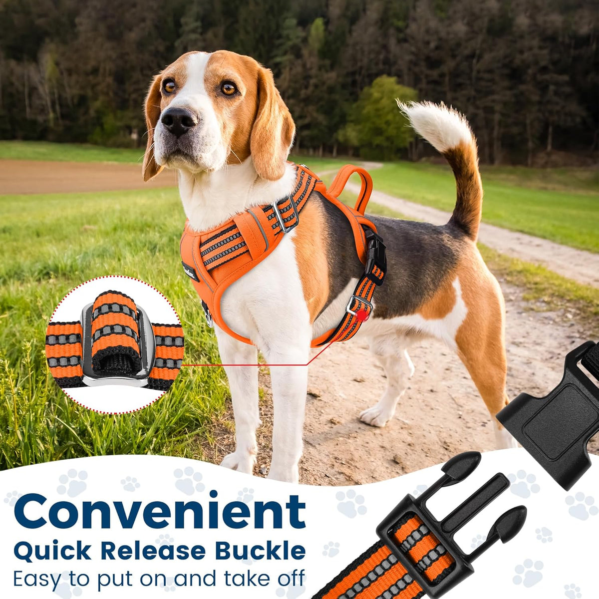 Funfox Dog Harness No Pull, Adjustable Pet Vest Harness, Super Soft Material with Vertical Handle