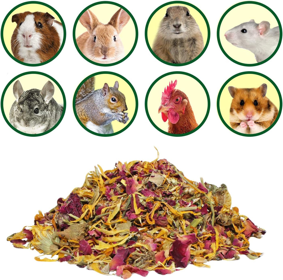 Exotic Nutrition Flower Treat 3 Pack - Healthy Assortment - Hibiscus, Calendula, Rose - for