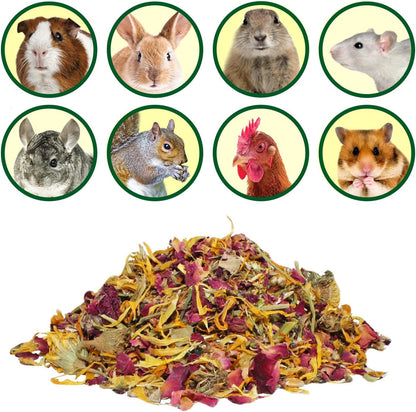 Exotic Nutrition Flower Treat 3 Pack - Healthy Assortment - Hibiscus, Calendula, Rose - for