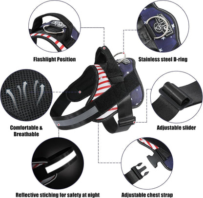 Bolux Dog Harness, No-Pull Reflective Dog Vest, Breathable Adjustable Pet Harness with Handle for