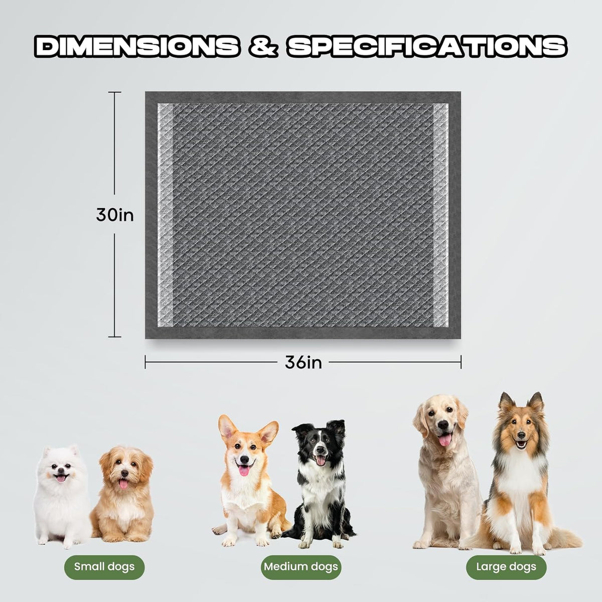 Dog Pee Pads for Dogs XXL 30"x36" Charcoal Puppy Pads 50 Counts Extra Large Disposable Activated
