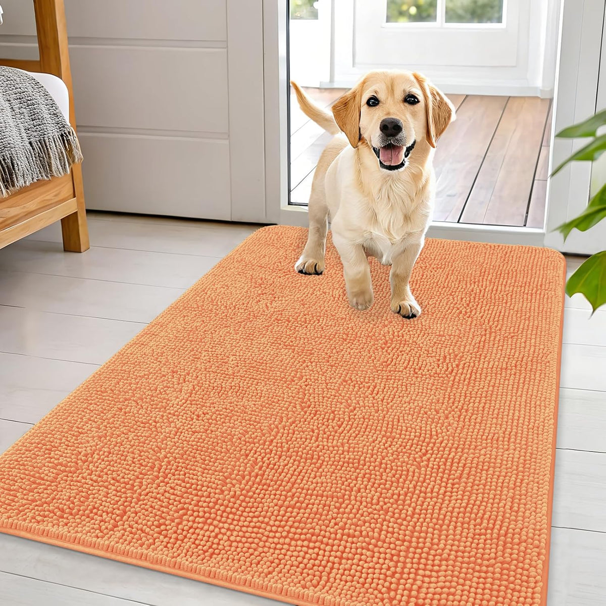 OLANLY Dog Door Mat for Muddy Paws 44x32, Absorbs Moisture and Dirt, Absorbent Non-Slip Washable