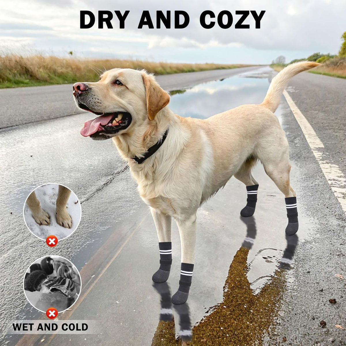 SCENEREAL Anti Slip Dog Boots & Paw Protectors for Hardwood Floor, Extended Dog Socks to Prevent