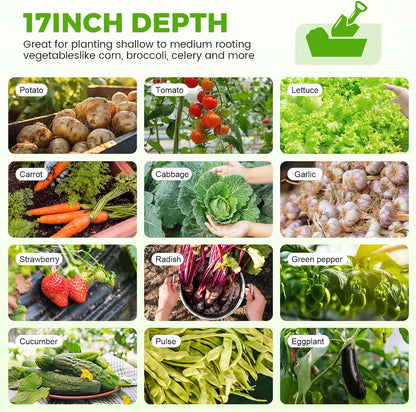 Land Guard 18“ Tall Outdoor Metal Raised Garden Bed, Oval Deep Root Planter Box for Vegetables