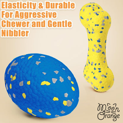 2Pcs Upgrade Bone Dog Balls+Rugby Dogs Toys for Aggressive Chewers, Indestructible Tennis Balls for
