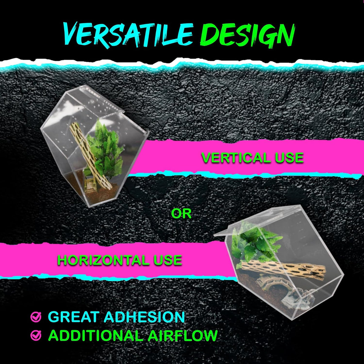 Coffin Shaped Jumping Spider Enclosure 9.5”x7.5”x5” Tarantula Enclosure Reptile Terrarium w/Sliding
