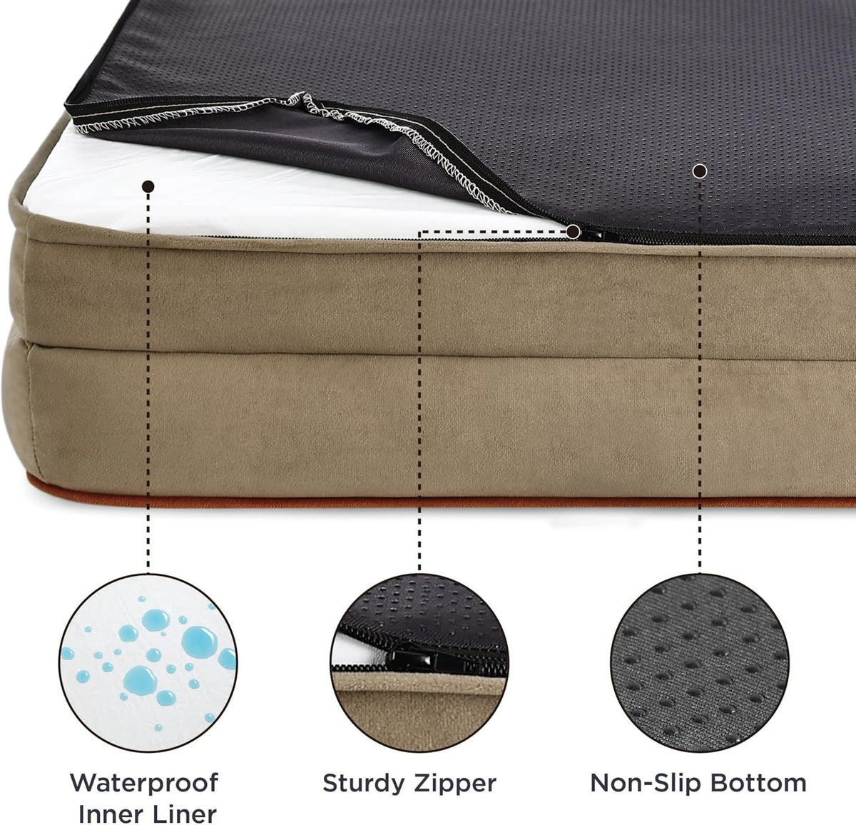 Bedsure L Plus Orthopedic Dog Bed for Large Dogs - Washable Dog Cat Bed Waterproof, L Plus Big