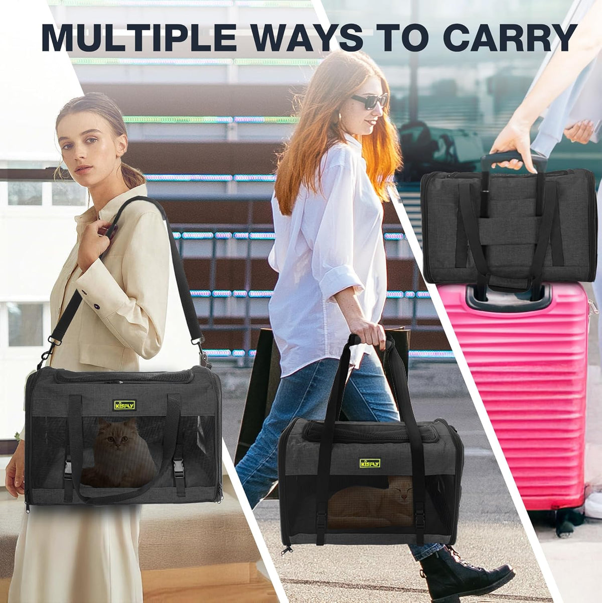 Small Dog Carrier for Puppies, Rabbits, Cat Carrier Soft, Foldable Travel Bag, Fits Pets up to
