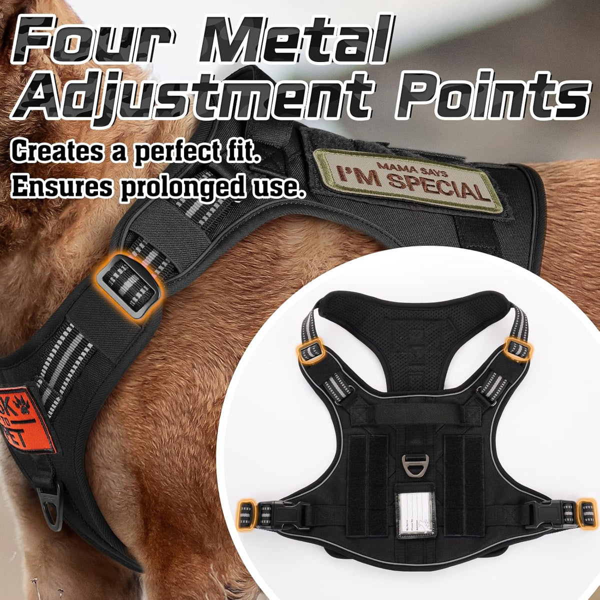 rabbitgoo Tactical Dog Harness for Large Dogs, No Pull Military Service Vest with Handle & Molle