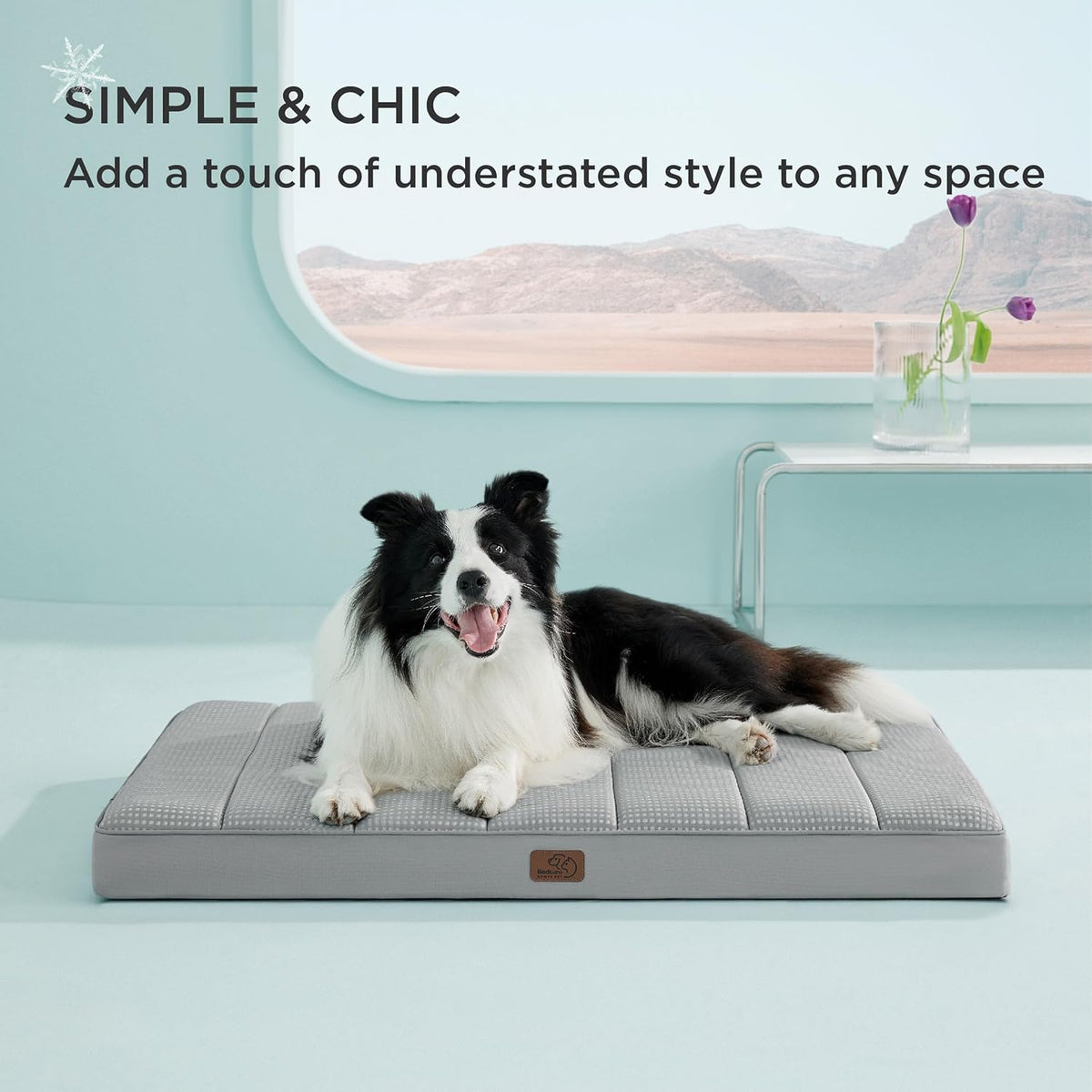 Bedsure Cooling Dog Bed for Crate - Large Orthopedic Flat Puppy Beds with Removable Washable Cover
