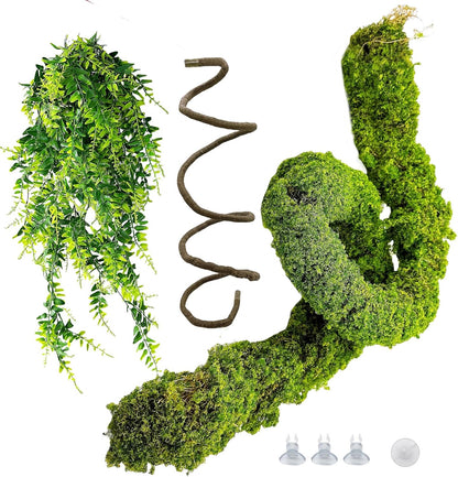 BNOSDM Reptile Plants,Flexible Rainforest Vines with Moss,Bendable Jungle Climbing Vines,Terrarium