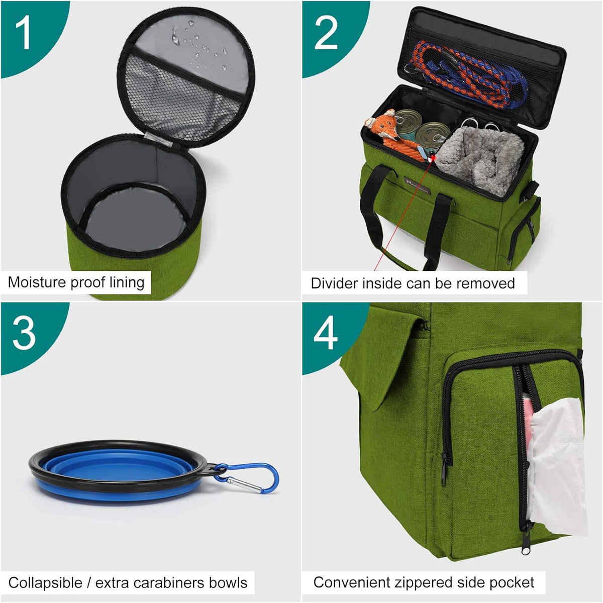 Modoker Dog Travel Bag, Weekend Pet Travel Set for Dog and Cat, Airline Approved Tote Organizer