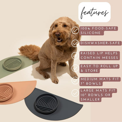 Waterproof Silicone Pet Food Mat - Non-Slip, Spill-Proof Feeding Mats for Floors, Raised Edge