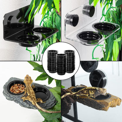 WACOOL Magnetic Reptile Ledge, Acrylic Gecko Feeding Ledge with 6PCS Cups, Reptile Food Water