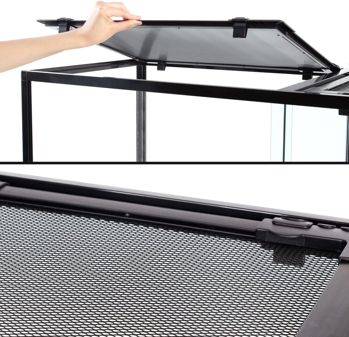 REPTIZOO 88 Gallon Large Reptile Terrarium 48" x 18" x 24" Knock-Down Glass Reptile Tank with