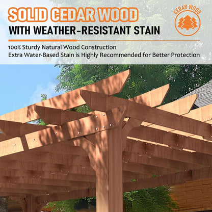 MUPATER 12x16 FT All Cedar Wood Wooden Pergola, Pergola Kit with Stakes, Quality Wood Supported