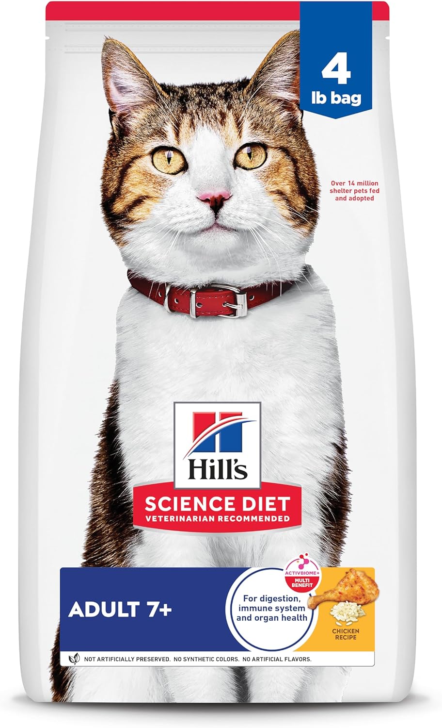 Hill's Science Diet Adult 7+, Senior Adult 7+ Premium Nutrition, Dry Cat Food, Chicken Recipe, 4 lb