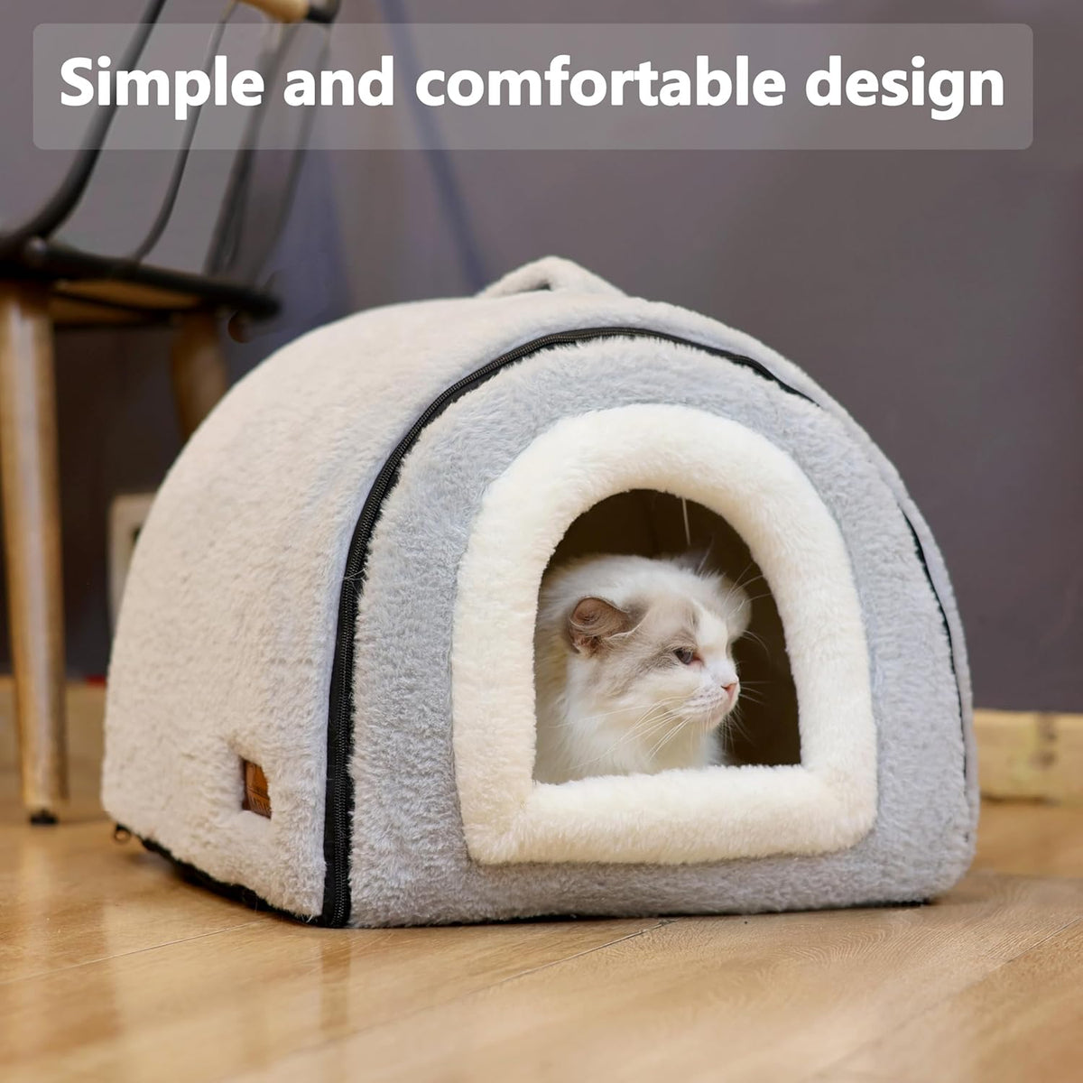 Cat Bed for Indoor Cats，Foldable cat cave，Anti-Slip & Water-Resistant Bottom，cat Houses for Indoor