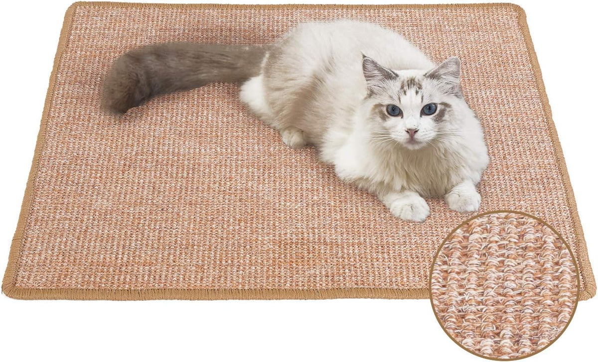 FUKUMARU Cat Scratcher Mat, 23.6 X 31.5 Inch Natural Sisal Cat Scratch Mats, Horizontal Cat Floor