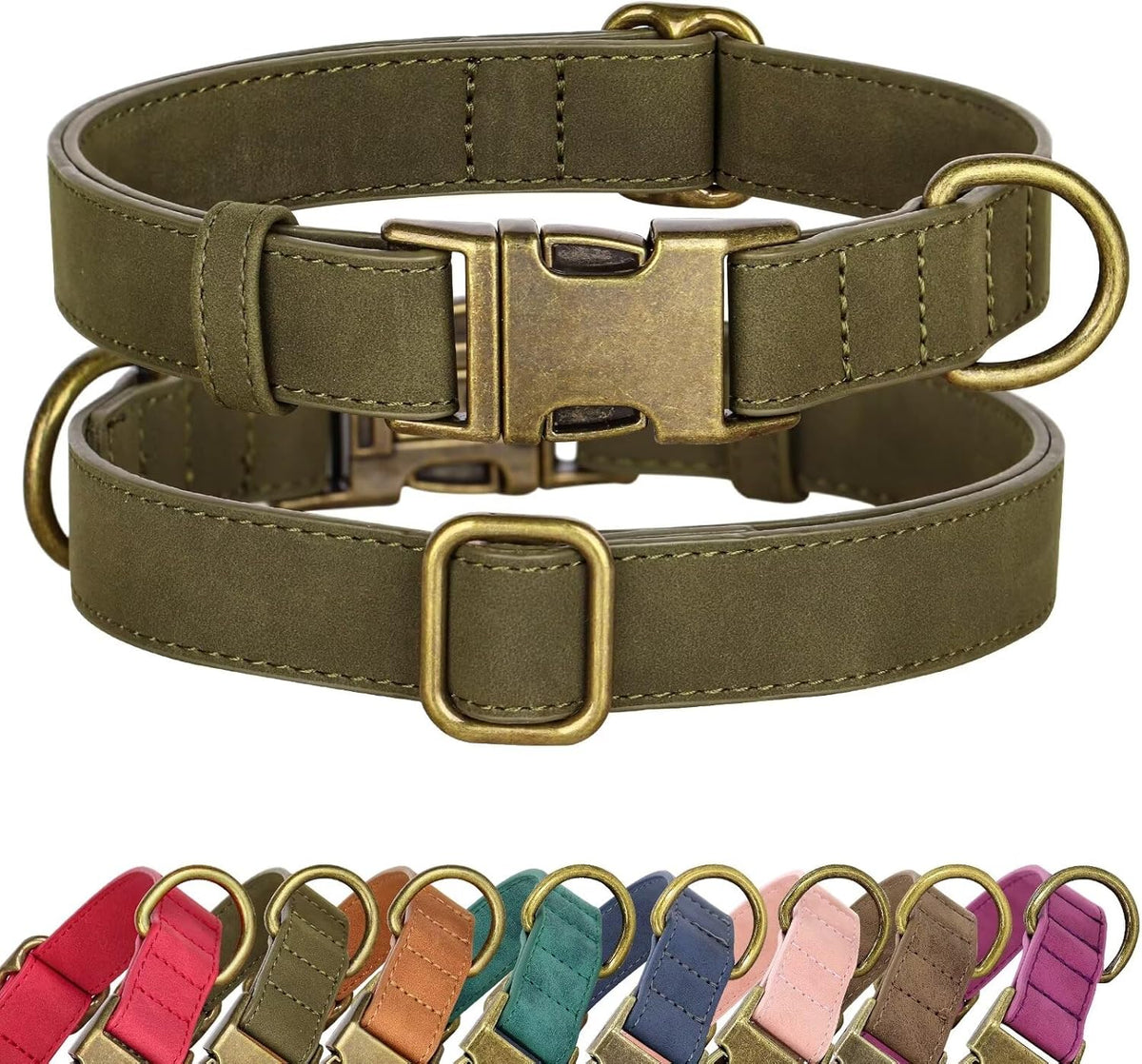 Didog Soft PU Leather Dog Collar, Stylish Quick Released Dog Collars for Medium Dogs, Easy Clean