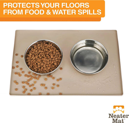 Neater Pet Brands Neater Mat Pet Mats for Food and Water, Cat & Dog Bowl Mat Waterproof Silicone