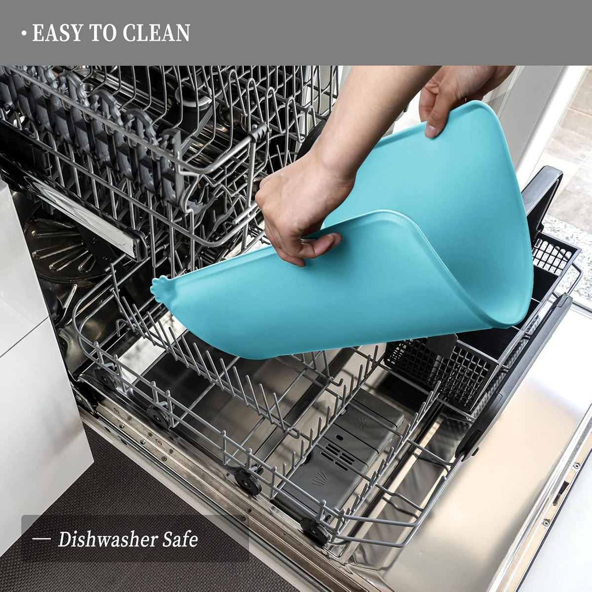 Waterproof Pet Feeding Mat with High Raised Edges, Heavier and Thicker Placemats for Cat Dog Water