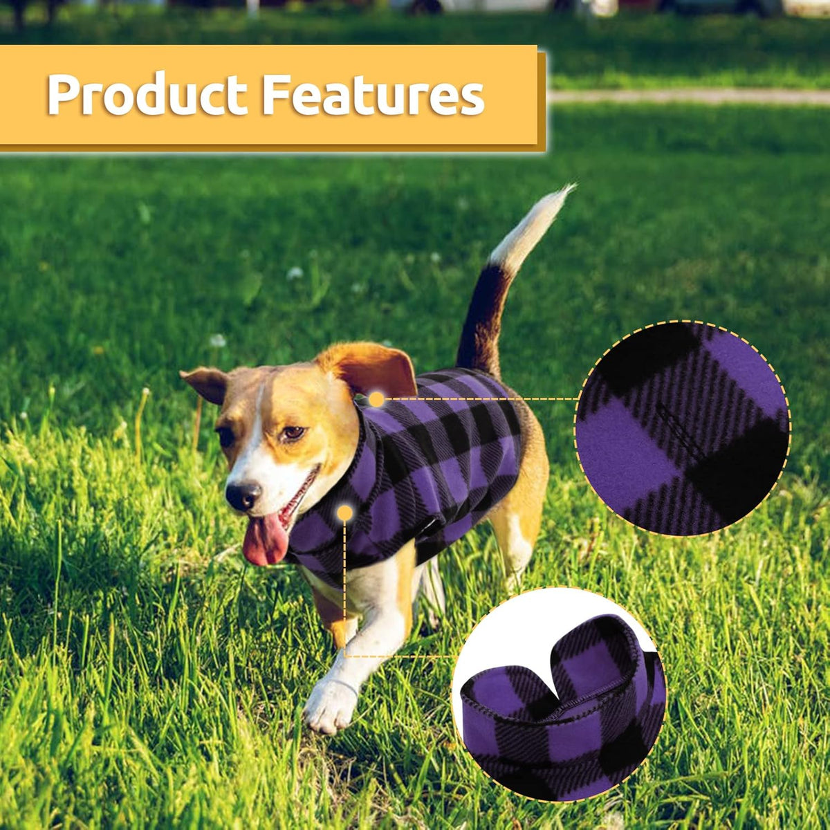 ASENKU Dog Sweater - Plaid Fleece Vest, Soft Comfortable Pet Pajamas, Warm Winter Shirt, Cold