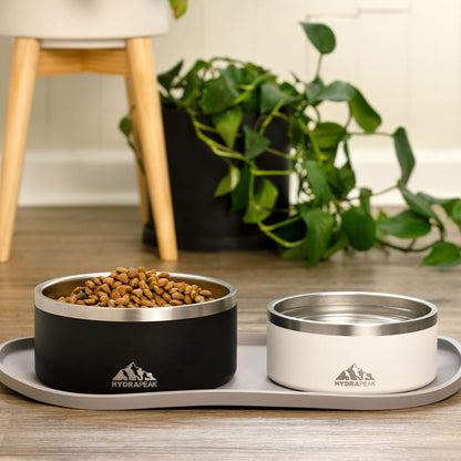 Hydrapeak Dog Bowl; Non Slip Stainless Steel; Water and Food Dish; Large Sized and Small Dogs; 32oz