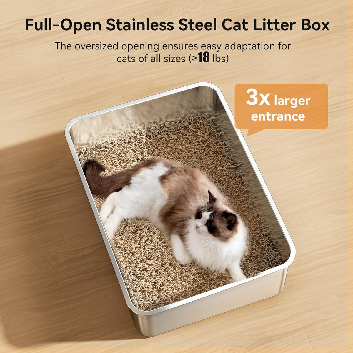 2 Pack Cat Pan Giant 28" Extra Large Stainless Steel Cat Litter Pan Metal Cat Litterbox for Big