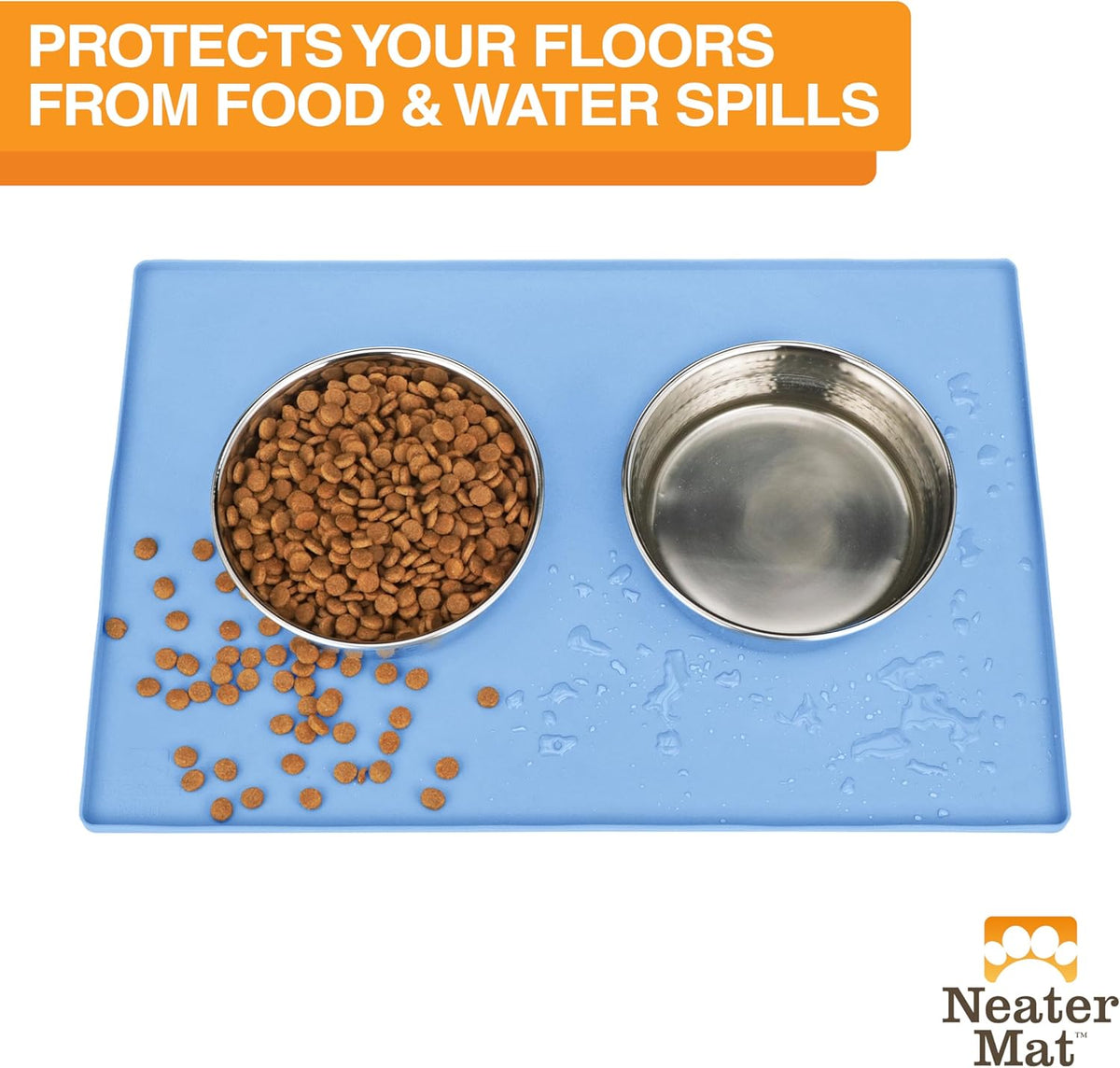 Neater Pet Brands Neater Mat Pet Mats for Food and Water, Cat & Dog Bowl Mat Waterproof Silicone