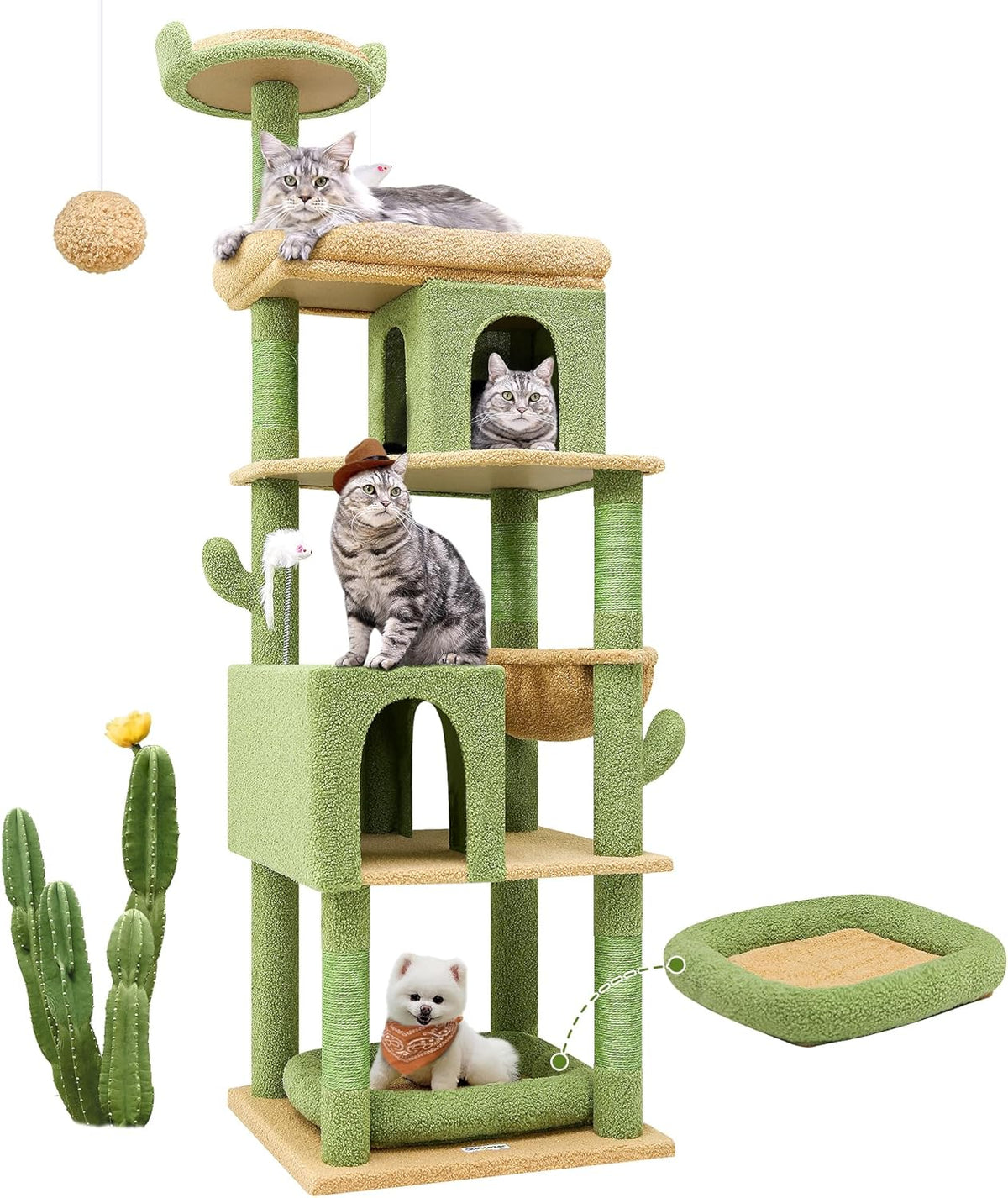 Globlazer Heavy Duty Cactus Cat Tree for Large Cats, Sturdy 72in Maine Coon Cat Tree for Large Cats
