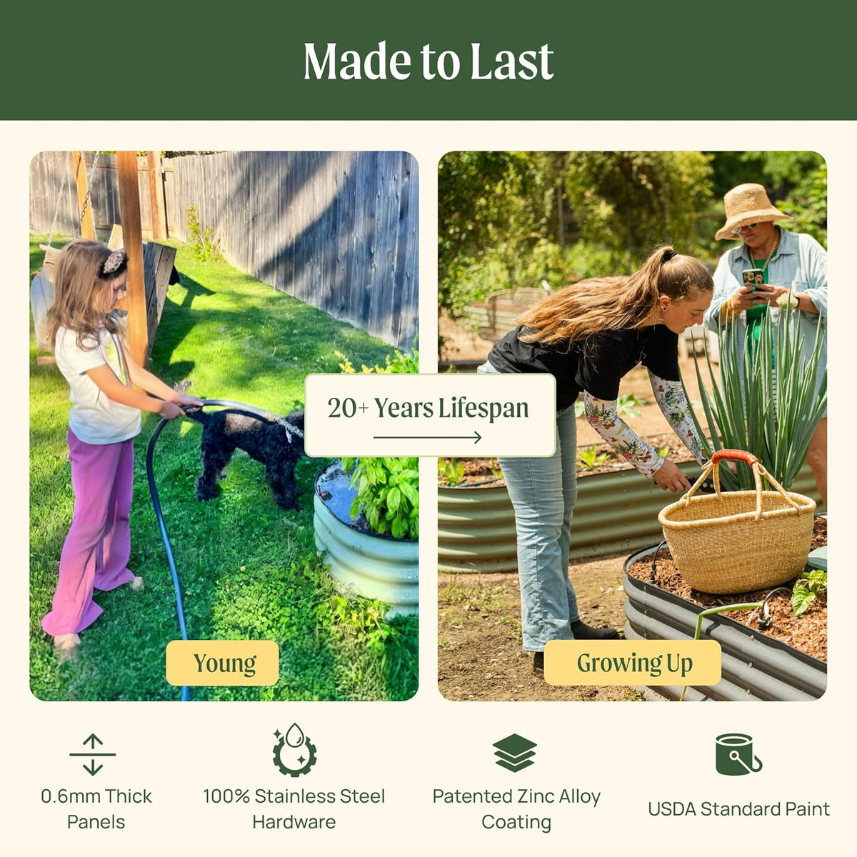 Vego garden Raised Garden Bed Kits, 17" Tall 9 in 1 8ft x 2ft Metal Raised Planter Bed Outdoor for
