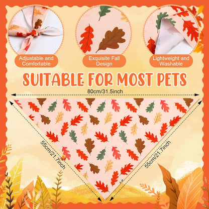 Weewooday 50 Pcs Fall Dog Bandanas Bulk Pumpkin Maple Leaves Thanksgiving Autumn Bandanas for Bibs